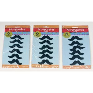 3pkgs AMSCAN Self-Adhesive MUSTACHES Moustaches Costume Halloween 399550 NIP NEW
